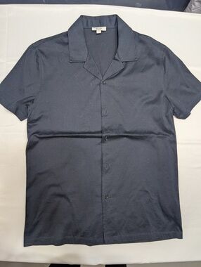 Reiss Men's Navy Short Sleeve Button-Up Shirt (L)